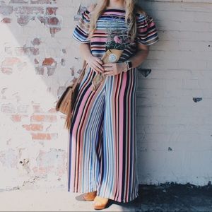 Alythea Multi-Color Striped Two Piece Pant Set